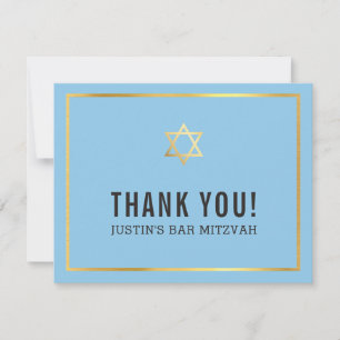 MODERN BAR MITZVAH eenvoudig dank u gouden ster bl Bedankkaart