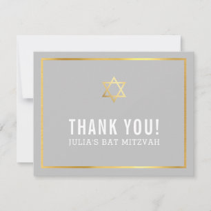 MODERN BAR MITZVAH eenvoudig dank u gouden ster gr Bedankkaart