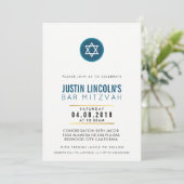 MODERN BAR MITZVAH feest UITNODIGEN koel donkerbla Kaart (Staand voorkant)