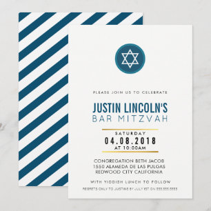 MODERN BAR MITZVAH feest UITNODIGEN koel donkerbla Kaart