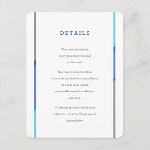 Modern Bar Mitzvah Invitation Insert   Blauw + Bla Informatiekaartje