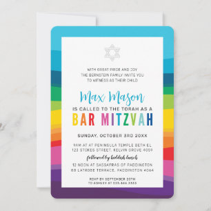 MODERN BAR MITZVAH kleurrijke technische regenboog Kaart