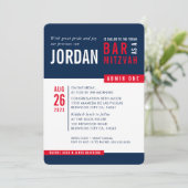 MODERN BAR MITZVAH trendy vet blok marine blauw ro Kaart (Staand voorkant)