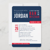 MODERN BAR MITZVAH trendy vet blok marine blauw ro Kaart (Voorkant)