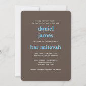 Modern Bar Mitzvah Typography Blue Brown Kaart (Voorkant)