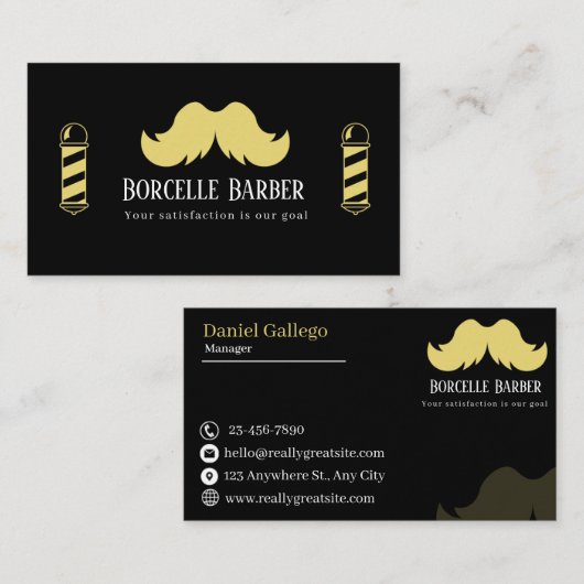 Modern Barber Business Card Visitekaartje (Voorkant / Achterkant)