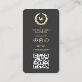 Modern Barbershop Monogram Mannen Haircut Shave QR Visitekaartje (Achterkant)