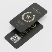 Modern Barbershop Monogram Mannen Haircut Shave QR Visitekaartje