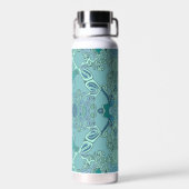 Modern Baroque Pattern in Blue and Green Waterfles (Achterkant)