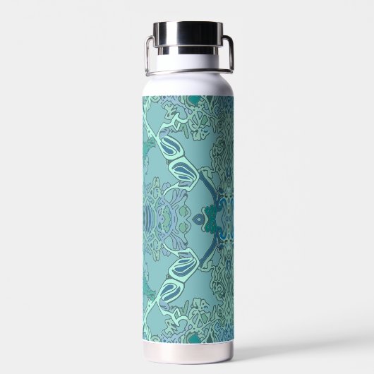 Modern Baroque Pattern in Blue and Green Waterfles (Achterkant)