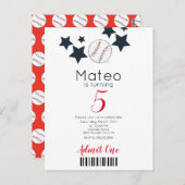 Modern Baseball Pattern Ticket Style Party Briefkaart (Voorkant / Achterkant)