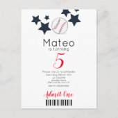 Modern Baseball Pattern Ticket Style Party Briefkaart (Voorkant)