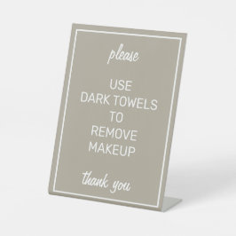 Modern Basic Beige Makeup Towel Counter Sign Reclamebord Met Voetstuk