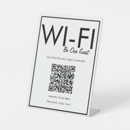 Modern Basic witte Wi-Fi QR-code voetstuk teken Reclamebord Met Voetstuk