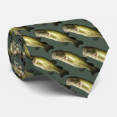 Modern Bass Fish Green Pattern Mannen Stropdas (Opgerold)