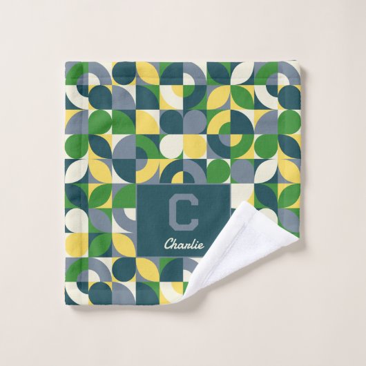 Modern Bauhaus Abstract Geometric Monogram Pattern (Gant de toilette)