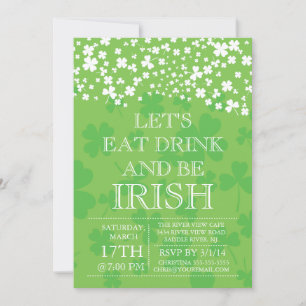 Modern Be Irish St. Patrick's Day Party Invitation Kaart