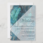 Modern Beach Blauwgroen marmer Geometric Wedding Kaart (Voorkant)