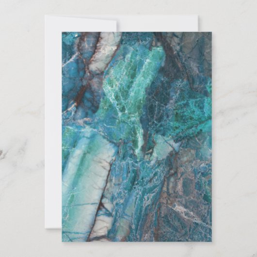 Modern Beach Blauwgroen marmer Geometric Wedding Kaart (Achterkant)