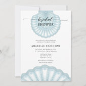 Modern Beach Blue Shell Bridal Shover Kaart (Voorkant)