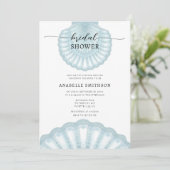 Modern Beach Blue Shell Bridal Shover Kaart (Staand voorkant)