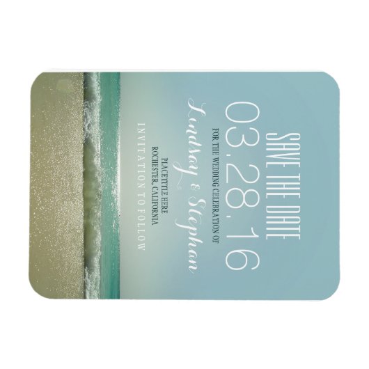 Modern Beach Bruiloft Save The Date Magneet (Horizontaal)