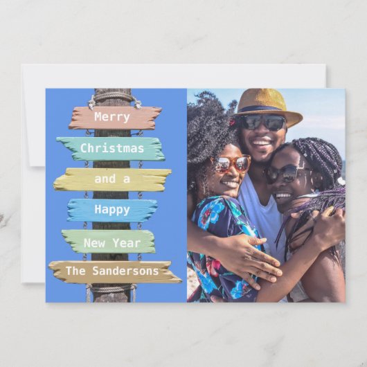 Modern Beach Foto Kerst Kaart (Voorkant)