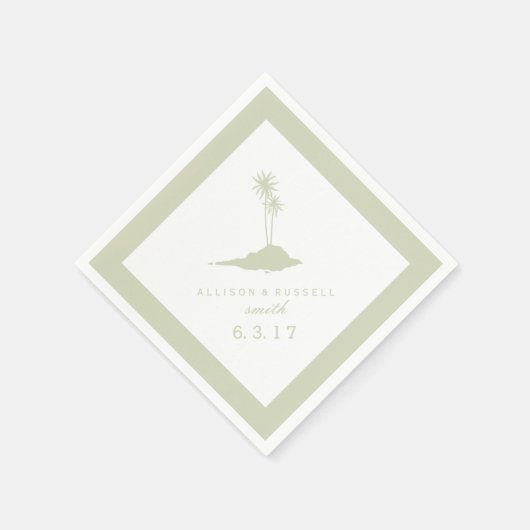Modern Beach Island Wedding Napkins - Green Servetten (Hoek)