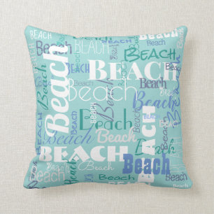 Modern Beach Typography Pattern Tropical Blue Kussen