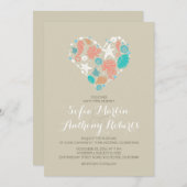 Modern Beach Uitnodiging zee Hart (Voorkant / Achterkant)