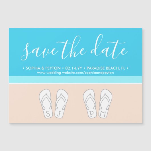 Modern Beach Unique Monogram Weddenschap Save the  Magnetische Uitnodiging (Voorkant)