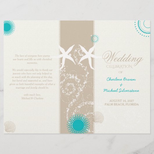 Modern Beach Wedding Celebration Bi Fold Programme (Voorkant)