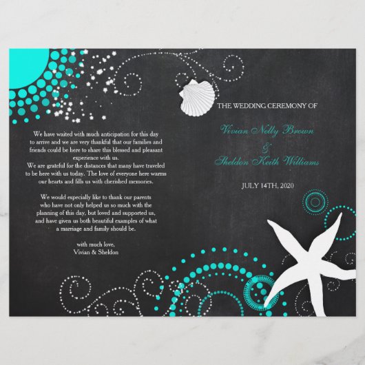 Modern Beach Wedding Celebration Bi Fold Programme (Voorkant)