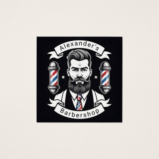 Modern Bearded Man Vierkante Visitekaartjes (Voorkant)