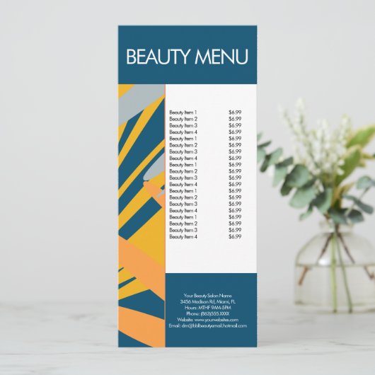 Modern Beauty Makeup Tropical Pattern Menu (Staand voorkant)