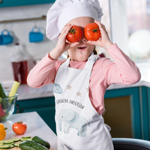 Modern Beauty Pastel Blue Elephant & Stars Kind Kinder Schort