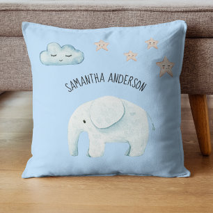 Modern Beauty Pastel Blue Elephant & Stars Kind Kussen