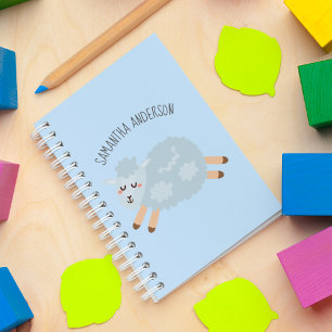 Modern Beauty Pastel Blue Sheep And Kid Name Notitieboek