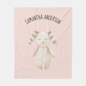 Modern Beauty Pastel Pink Bunny met naam Fleece Deken (Voorkant)