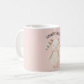 Modern Beauty Pastel Pink Bunny met naam Koffiemok (Voorkant links)