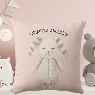 Modern Beauty Pastel Pink Bunny met naam Kussen