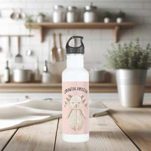Modern Beauty Pastel Pink Bunny met naam Waterfles