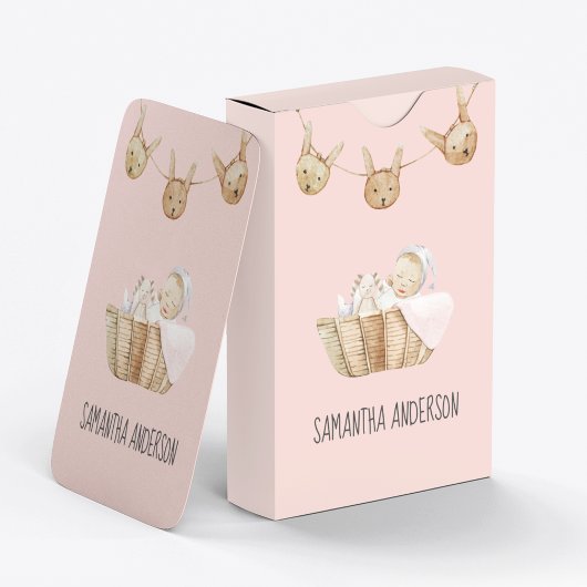 Modern Beauty Pastel Roze Kind Naam Pokerkaarten