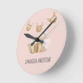 Modern Beauty Pastel Roze Kind Naam Ronde Klok (Hoek)