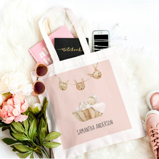 Modern Beauty Pastel Roze Kind Naam Tote Bag