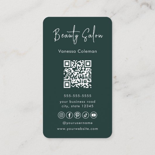 Modern Beauty Salon Minimal QR Code Visitekaartje (Achterkant)