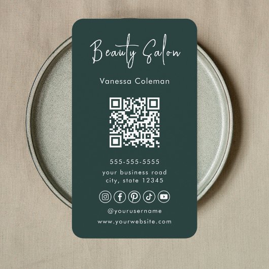 Modern Beauty Salon Minimal QR Code Visitekaartje