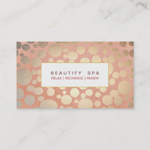 Modern Beauty Salon & Spa Faux Gold Coral Pink Visitekaartje