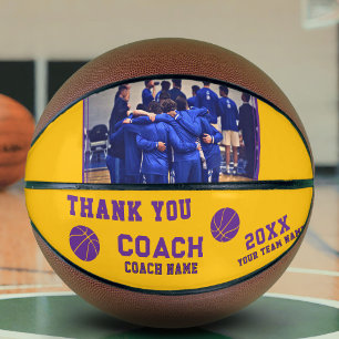 Modern Bedankt Coach Bord Teamfoto Basketbal