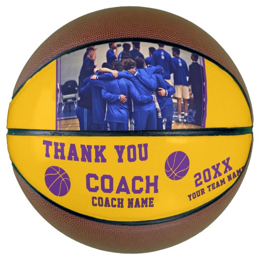 Modern Bedankt Coach Teken Team Foto Basketbal (Voorkant)